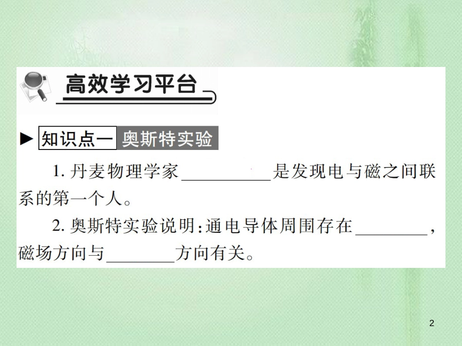 九年级物理全册 第十七章 第二节 电流的磁场习题优质课件 （新版）沪科版_第2页