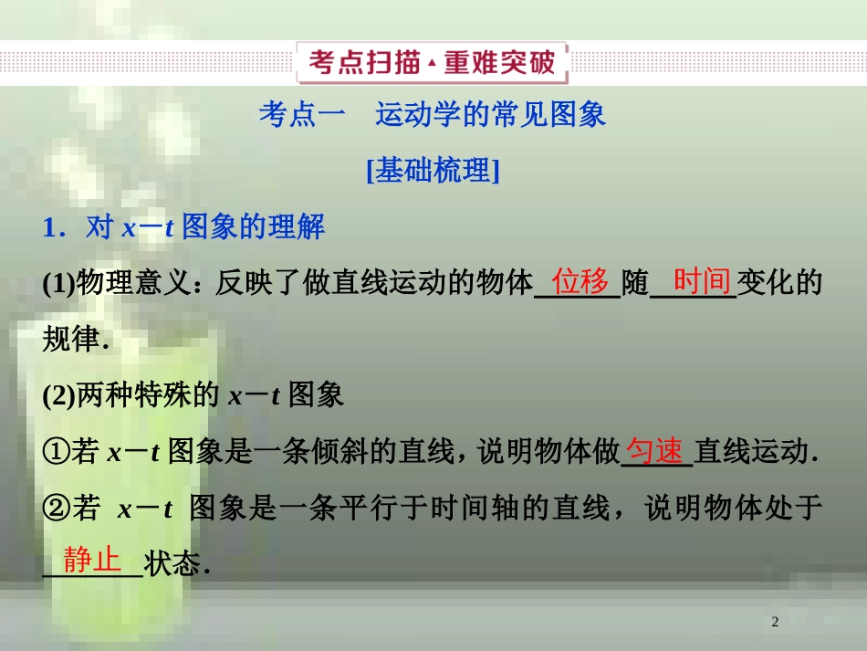 高考物理一轮复习 第1章 运动的描述匀变速直线运动的研究 第三节 运动的图象 追及、相遇问题优质课件_第2页
