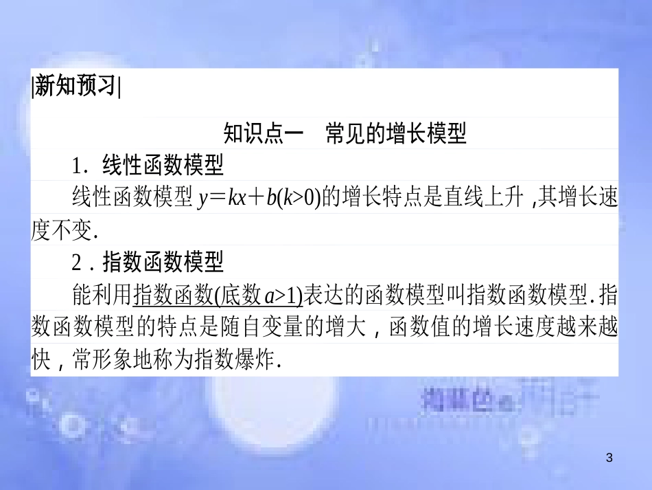 高中数学 第三章 函数的应用 3.2 函数模型及其应用 3.2.1 几类不同增长的函数模型课件 新人教A版必修1[共30页]_第3页