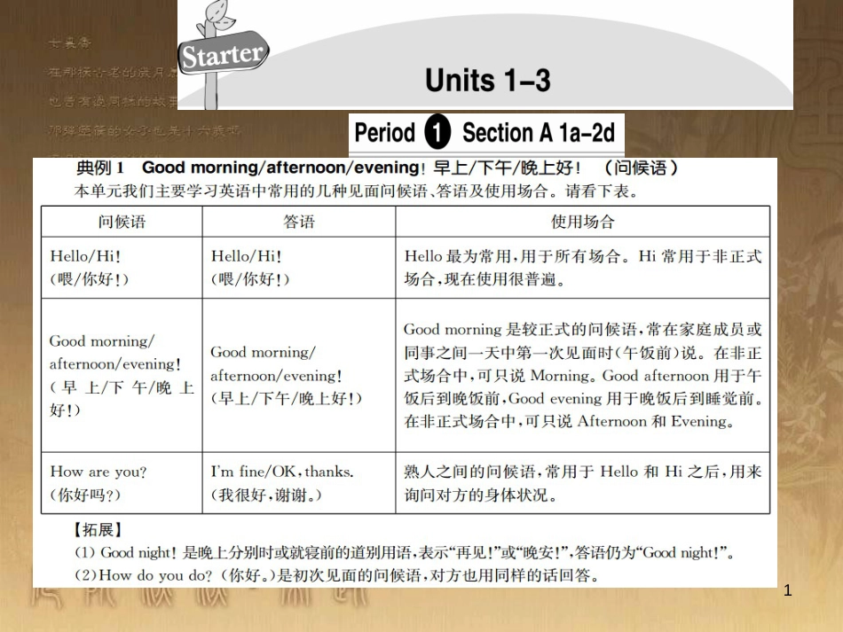 七年级英语上册 Starter Units 1-3导学优质课件 （新版）人教新目标版_第1页