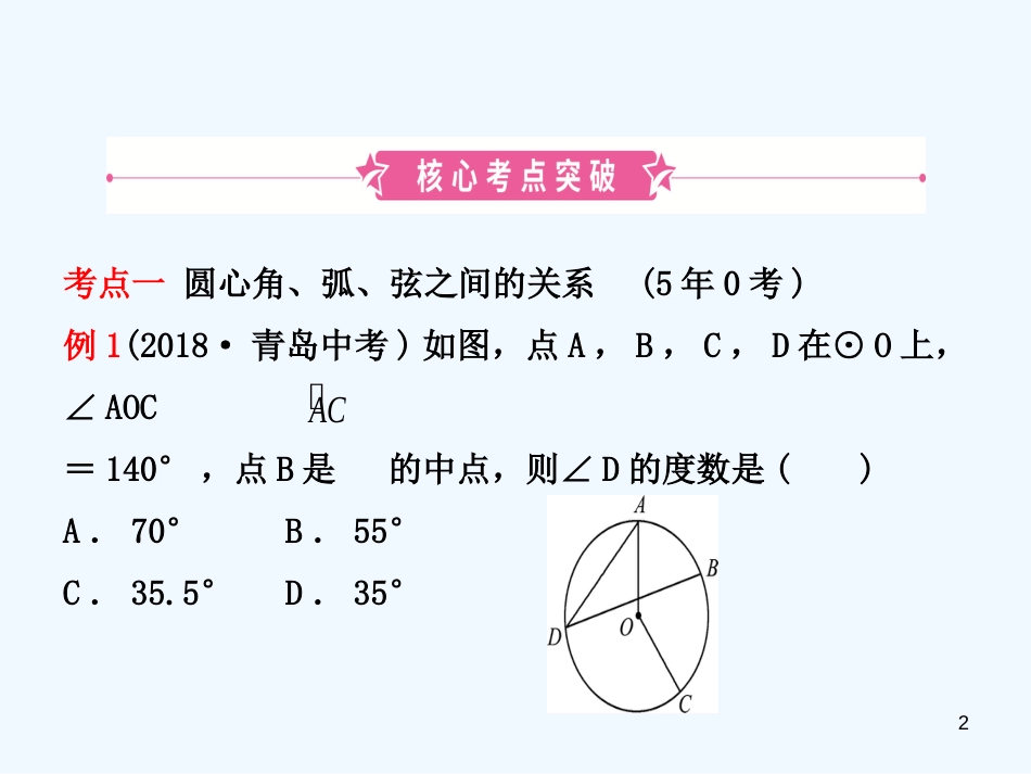 （东营专版）2019年中考数学复习 第六章 圆 第一节 圆的有关概念和性质优质课件_第2页