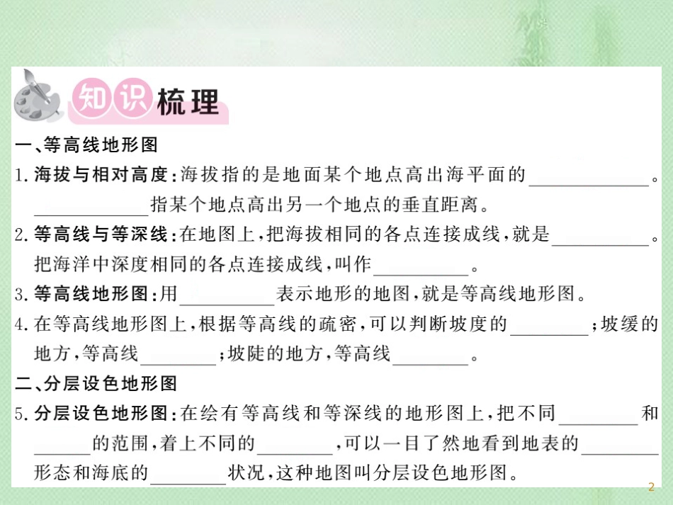 七年级地理上册 第1章 第四节 地形图的判读习题优质课件 （新版）新人教版_第2页