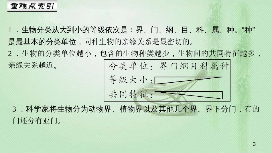 八年级生物上册 第六单元 第一章 第二节 从种到界优质课件 （新版）新人教版_第3页