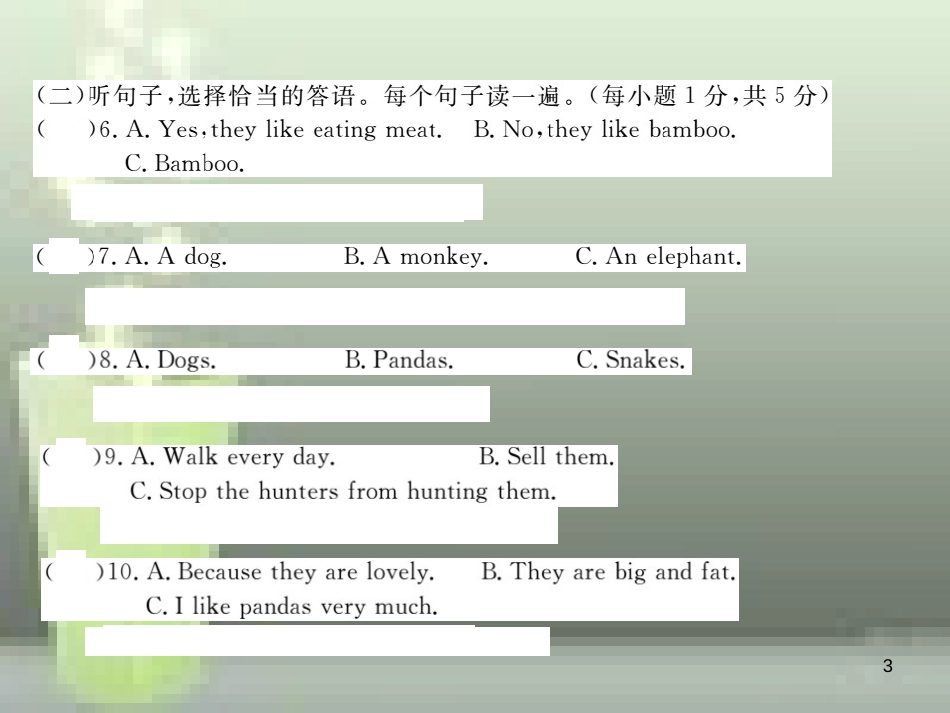 八年级英语上册 Module 6 Animals in danger检测卷优质课件 （新版）外研版_第3页