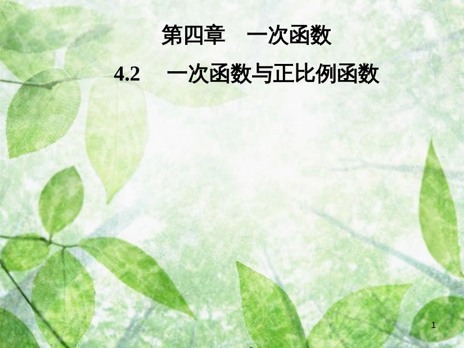 八年级数学上册 第四章 一次函数 4.2 一次函数与正比例函数导学优质课件 （新版）北师大版_第1页