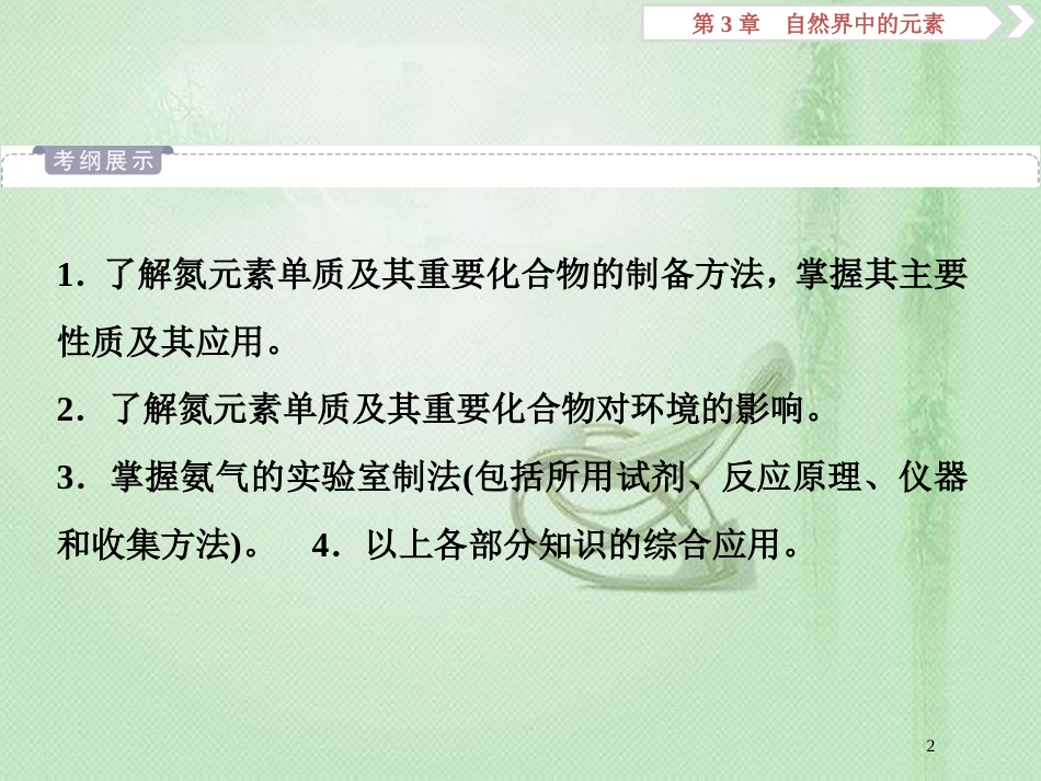 高考化学一轮复习 第3章 自然界中的元素 第2节 氮的循环优质课件 鲁科版_第2页