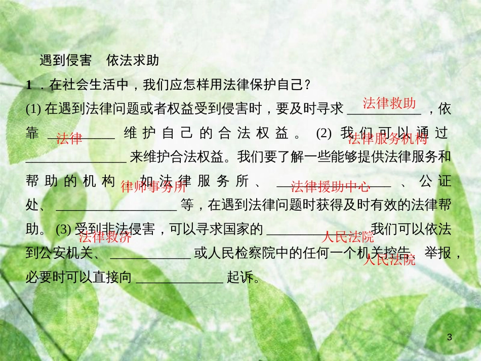 八年级道德与法治上册 第二单元 遵守社会规则 第五课 做守法的公民 第三框 善用法律习题优质课件 新人教版_第3页