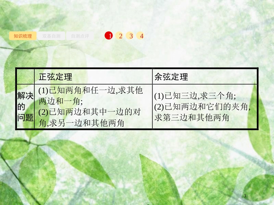 高考数学一轮复习 第四章 三角函数、解三角形 4.7 解三角形优质课件 文 北师大版_第3页
