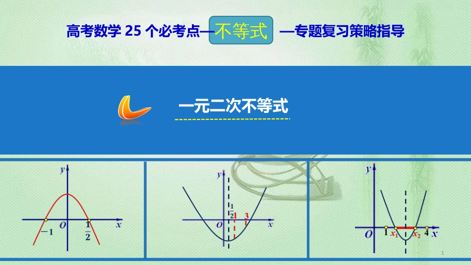 高考数学 25个必考点 专题14 一元二次不等式优质课件_第1页