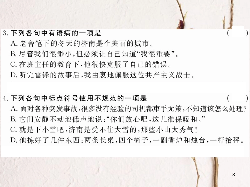 八年级语文下册 第三单元 10 济南的冬天习题课件 鄂教版[共18页][共18页]_第3页