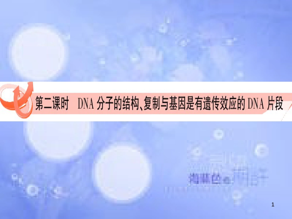 高三生物一轮复习 第三章 DNA的复制和基因是有遗传效应的DNA片（第2课时）精品课件（必修2）_第1页
