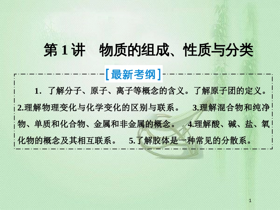高考化学一轮复习 第二章 化学物质及其变化 第1讲 物质的组成、性质与分类优质课件 新人教版_第1页