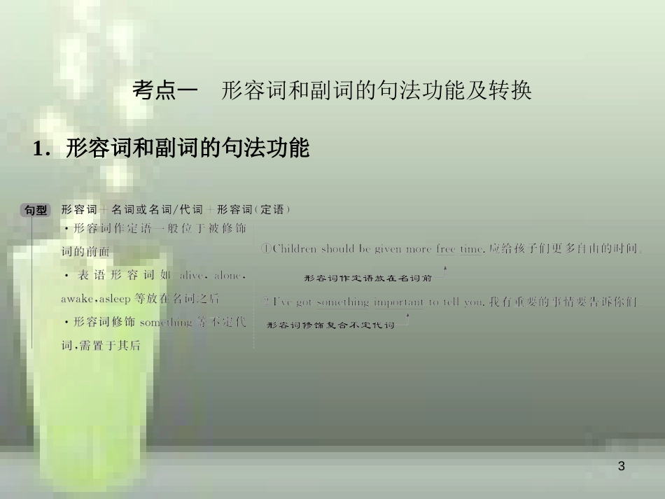 （全国卷）2019届高考英语一轮复习 语法部分 第四讲 形容词和副词优质课件 新人教版_第3页