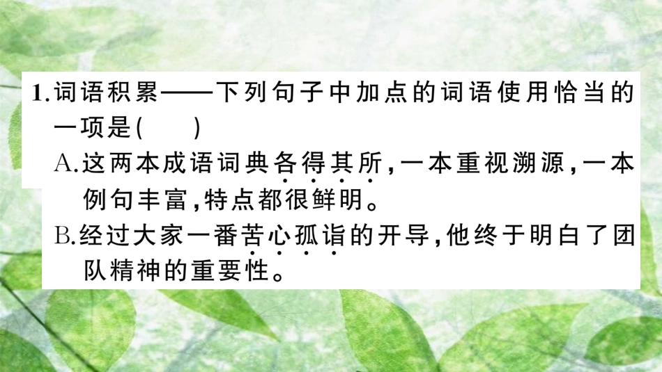 七年级语文上册 期末专题复习二 词语的理解与运用优质课件 新人教版_第2页