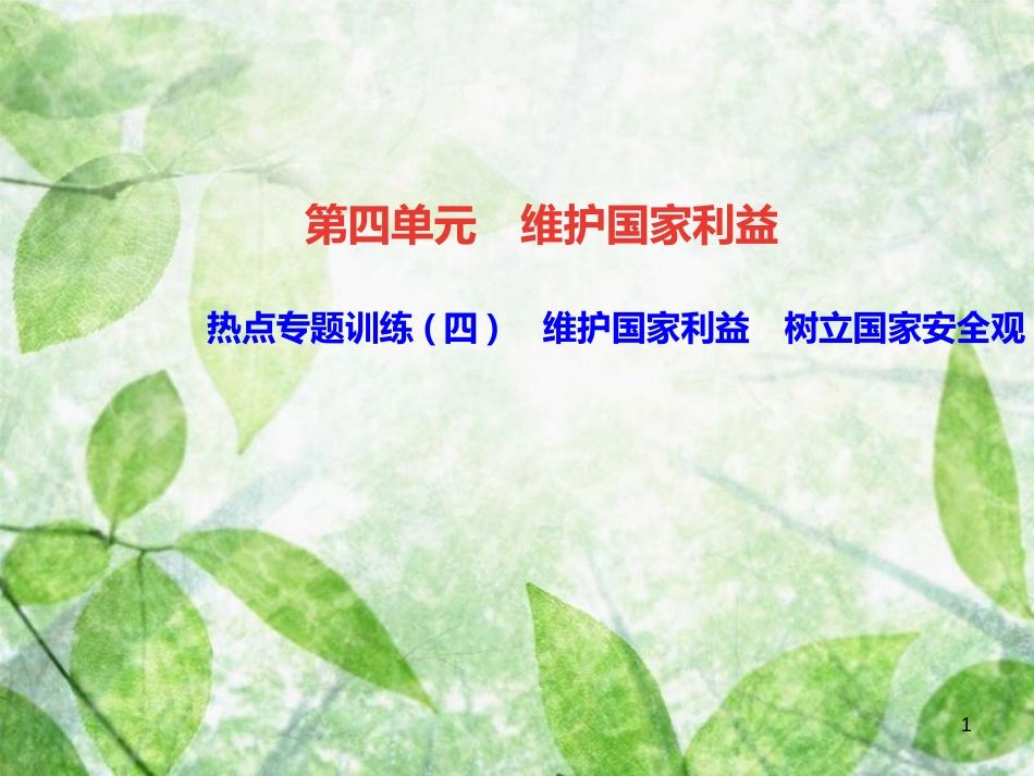 八年级道德与法治上册 热点专题训练四 维护国家利益 树立国家安全观习题优质课件 新人教版_第1页