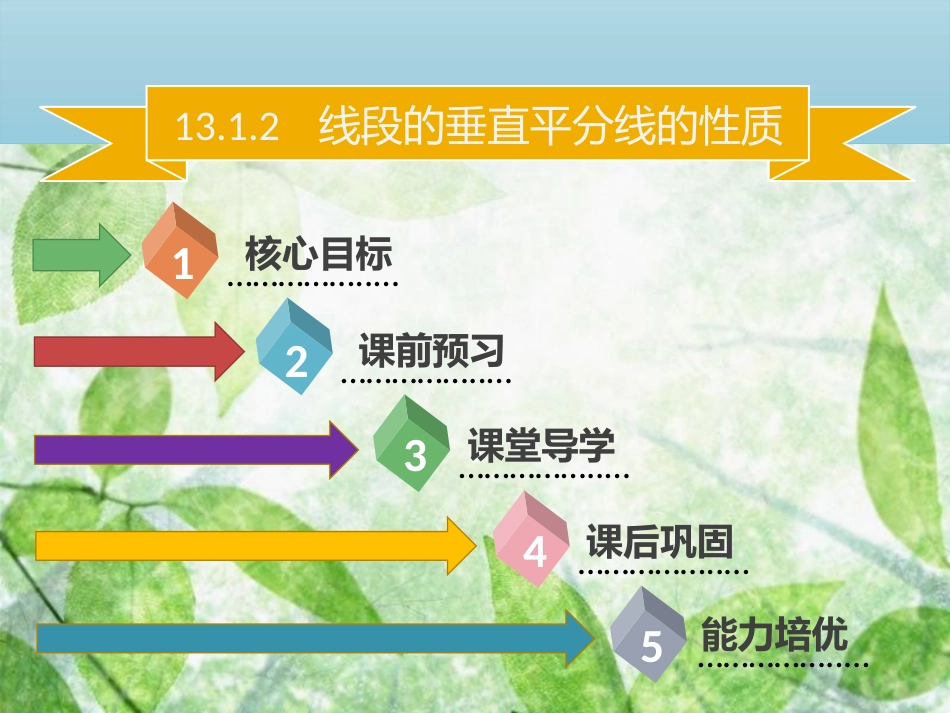 八年级数学上册 第十三章 轴对称 13.1.2 线段的垂直平分线的性质同步优质课件 （新版）新人教版_第1页