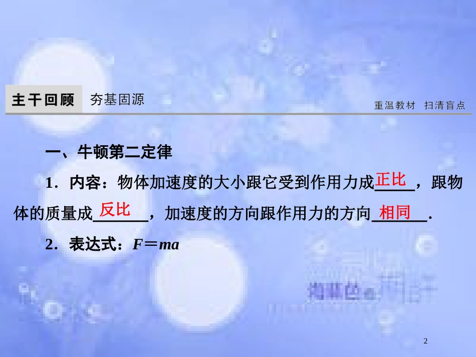 高考物理大一轮复习 第3章 牛顿运动定律 第2节 牛顿第二定律 两类动力学问题课件[共52页]_第2页