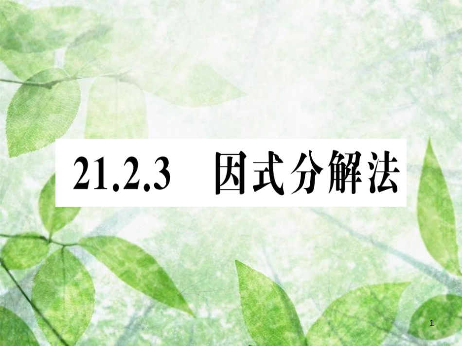 九年级数学上册 第二十一章 一元二次方程 21.2 解一元二次方程 21.2.3 因式分解法习题优质课件 （新版）新人教版_第1页