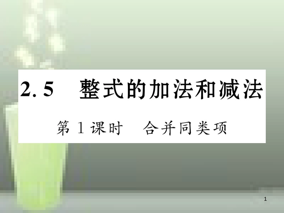 七年级数学上册 2.5 整式的加法和减法 第1课时 合并同类项优质课件 （新版）湘教版_第1页