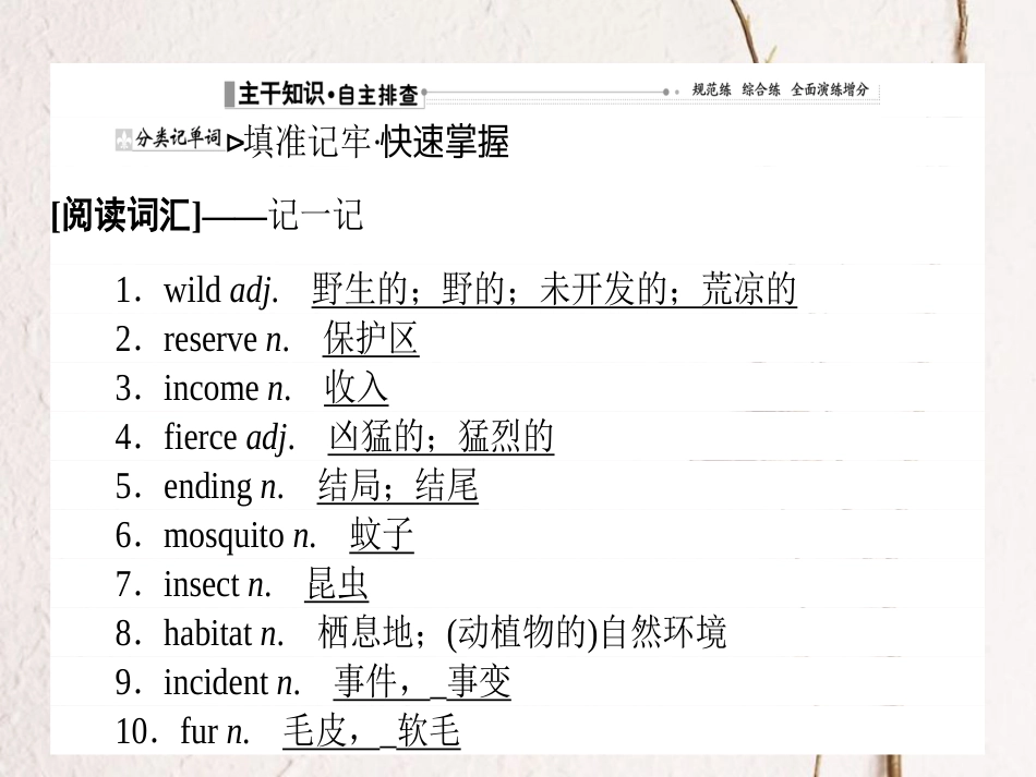 2019届高三英语一轮复习 Unit 4 Wildlife protection课件 新人教版必修2[共67页]_第2页