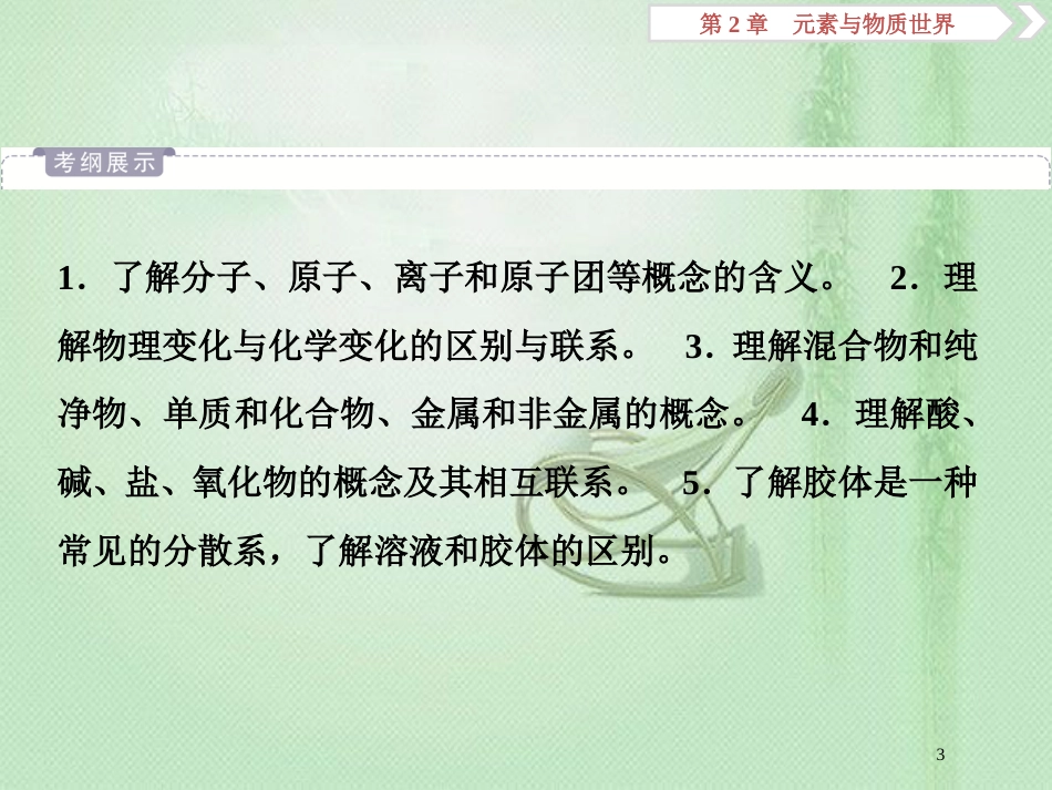 高考化学一轮复习 第2章 元素与物质世界 第1节 元素与物质的分类优质课件 鲁科版_第3页