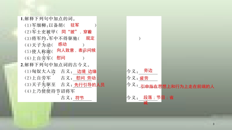 （玉林专用）八年级语文上册 第六单元 23 周亚夫军细柳习题优质课件 新人教版_第3页