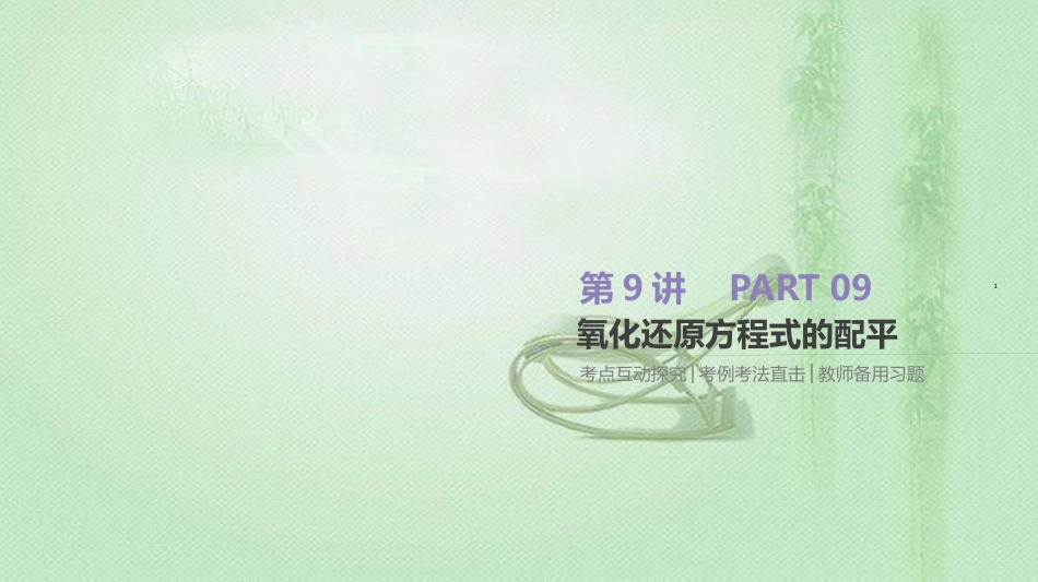 高考化学总复习 第9讲 氧化还原方程式的配平和计算优质课件 新人教版_第1页