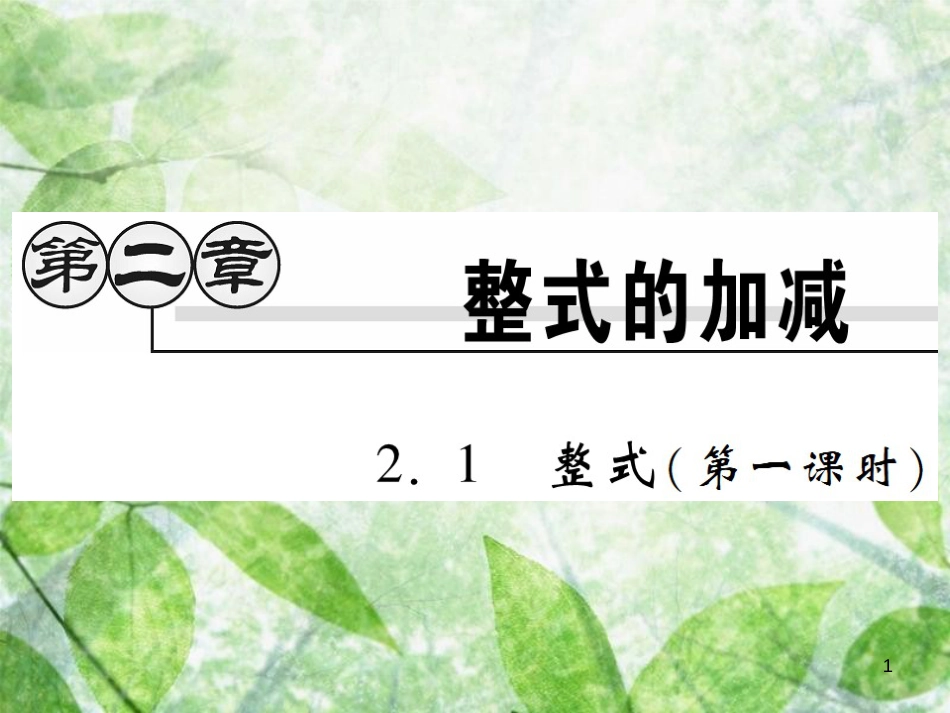 七年级数学上册 第二章 整式的加减 2.1 整式（第1课时）练习优质课件 （新版）新人教版_第1页