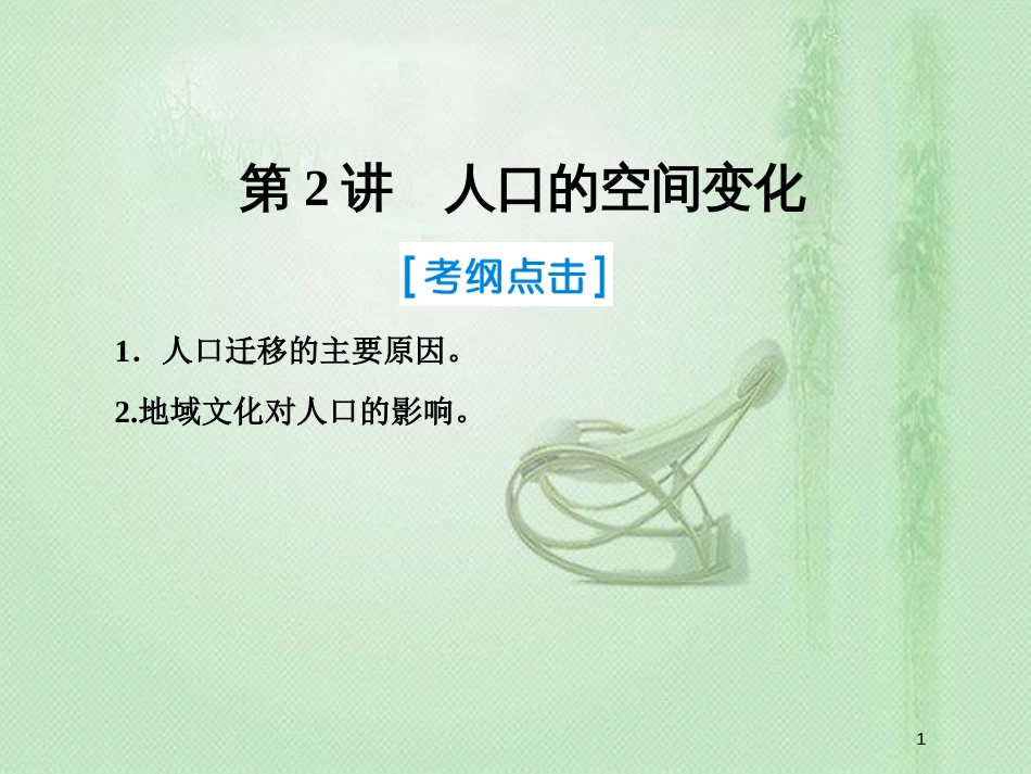 高考地理一轮复习 第二部分 人文地理 第六章 人口的变化 2 人口的空间变化优质课件 新人教版_第1页