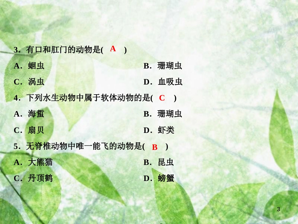 八年级生物上册 综合检测（第1-3章）优质课件 （新版）新人教版_第3页
