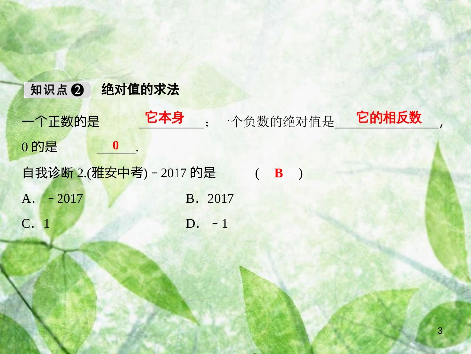 七年级数学上册 第1章 有理数 1.2 数轴、相反数和绝对值（第3课时）优质课件 （新版）沪科版_第3页