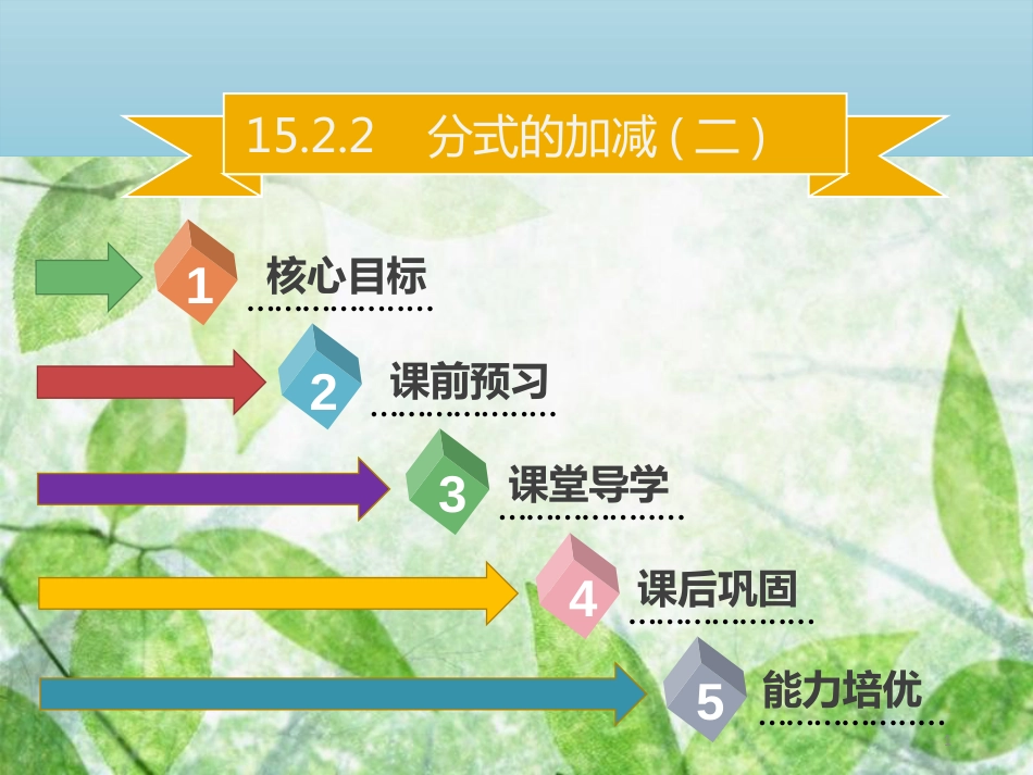 八年级数学上册 第十五章 分式 15.2.2 分式的加减（二）同步优质课件 （新版）新人教版_第1页