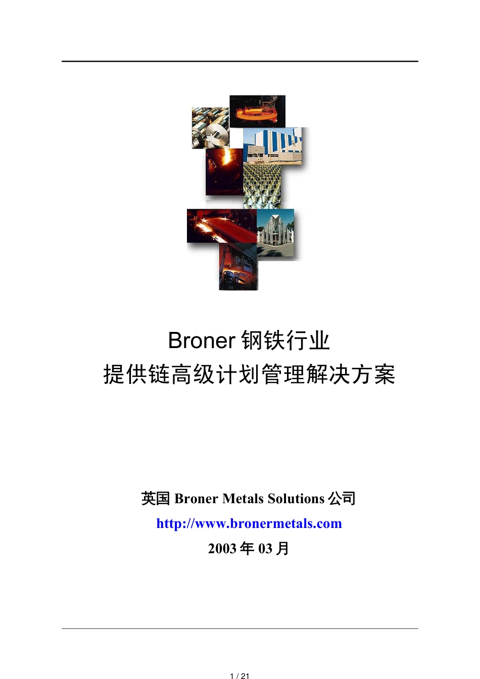 管理信息化SCM供应链管理Broner钢铁行业供应链管理解决方案[共21页]_第1页