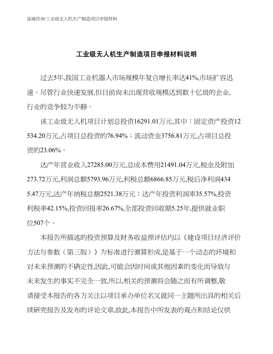 工业级无人机生产制造项目申报材料_第2页