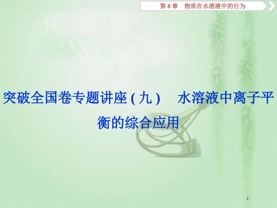 高考化学一轮复习 第8章 物质在水溶液中的行为突破全国卷专题讲座（九）优质课件 鲁科版_第1页