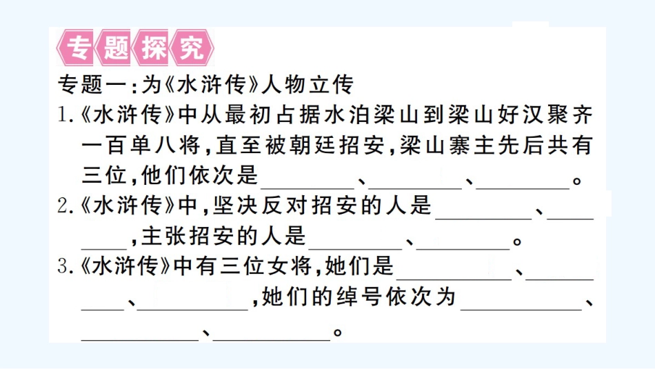 （河北专版）九年级语文上册 第6单元 名著导读《水浒传》古典小说的阅读习题优质课件 新人教版_第2页