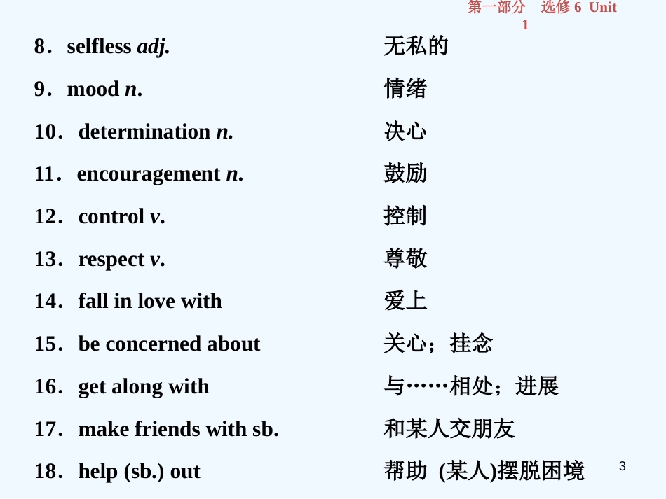 （江苏版）2019届高考英语一轮复习 第一部分 基础考点聚焦 Unit 1 Laughter is good for you优质课件 牛津译林版选修6_第3页
