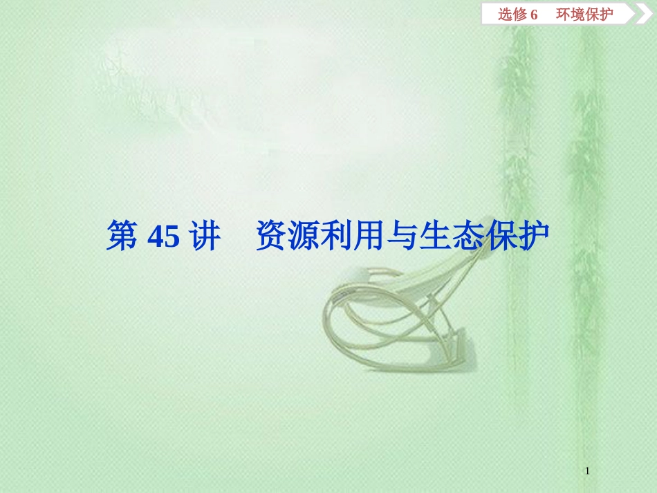 高考地理一轮复习 环境保护 第45讲 资源利用与生态保护优质课件 鲁教版选修6_第1页