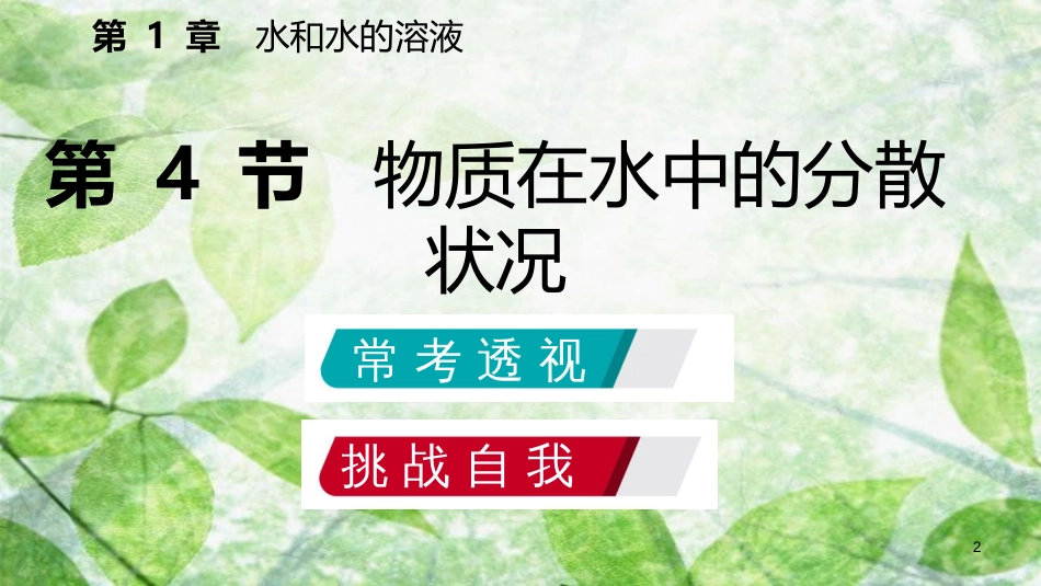 八年级科学上册 第1章 水和水的溶液 1.4 物质在水中的分散状况练习优质课件1 （新版）浙教版_第2页