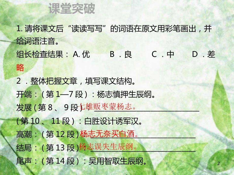 九年级语文上册 第六单元 21 智取生辰纲习题优质课件 新人教版 (3)_第2页