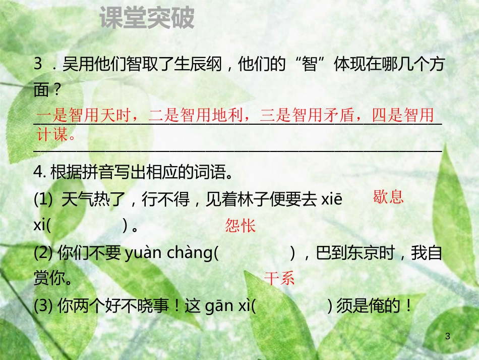 九年级语文上册 第六单元 21 智取生辰纲习题优质课件 新人教版 (3)_第3页