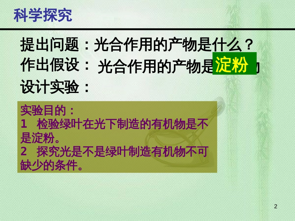 八年级生物上册 第3章 第1节 光合作用的产物优质课件1 （新版）冀教版_第2页