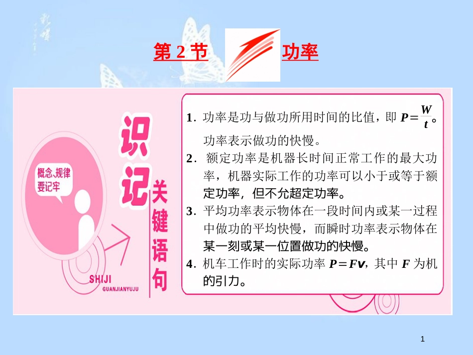 高中物理 第四章 机械能和能源 第2节 功率课件 教科版必修2[共28页]_第1页