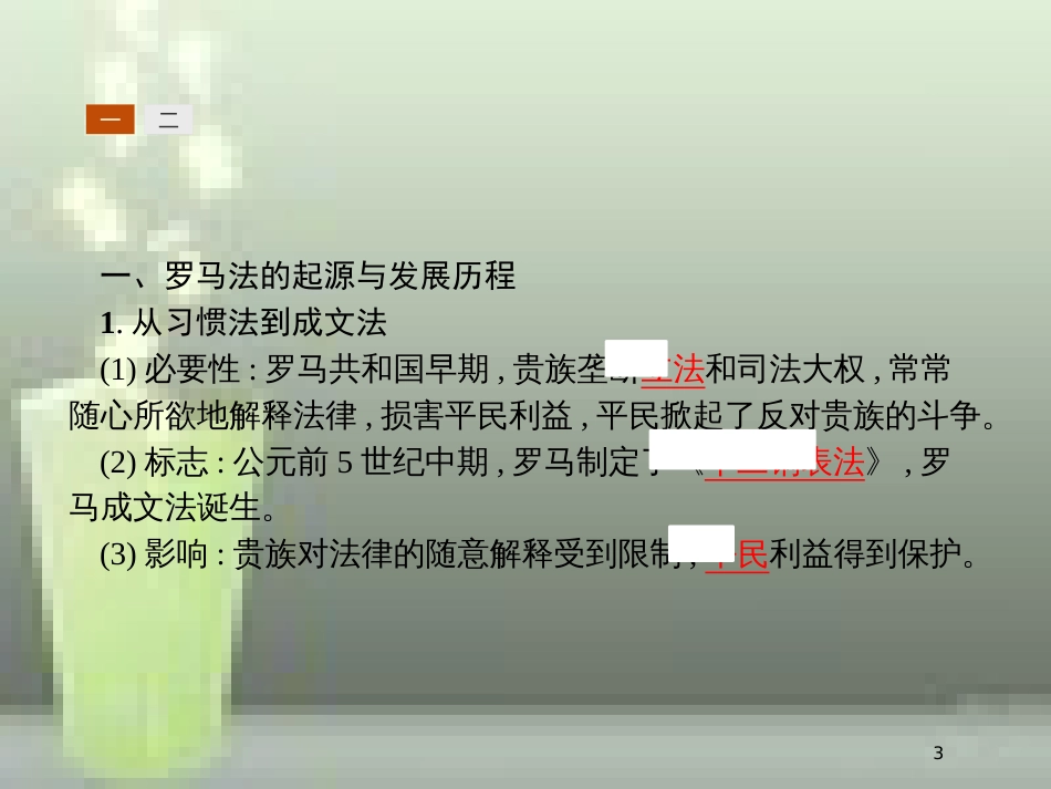 高中历史 第二单元 古代希腊罗马的政治制度 6 罗马法的起源与发展优质课件 新人教版必修1_第3页