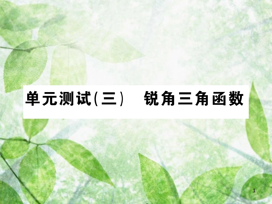 九年级数学下册 第二十八章 锐角三角函数单元测试（三）锐角三角函数习题优质课件 （新版）新人教版_第1页