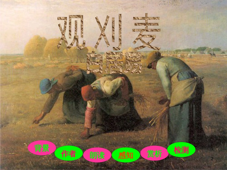 八年级语文上册 第六单元 21《诗词五首》观刈麦优质课件 语文版_第2页