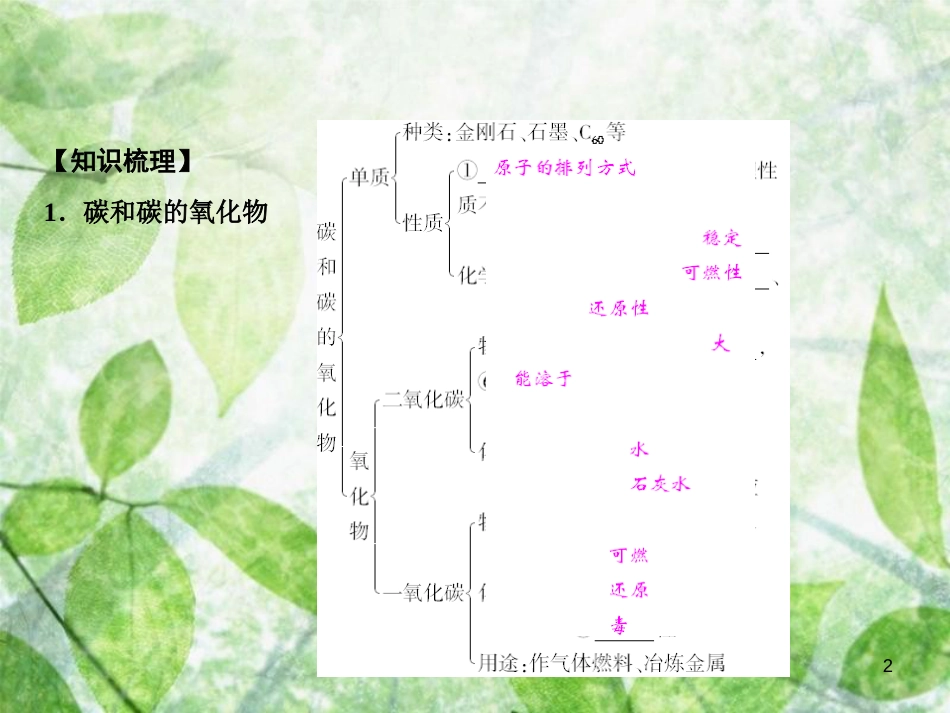 九年级化学上册 第6单元 碳和碳的氧化物单元小结六作业优质课件 （新版）新人教版_第2页