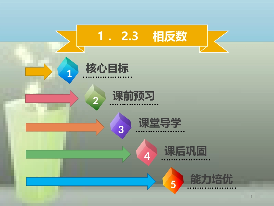【名师导学】七年级数学上册 第一章 有理数 1.2.3 相反数优质课件 （新版）新人教版_第1页