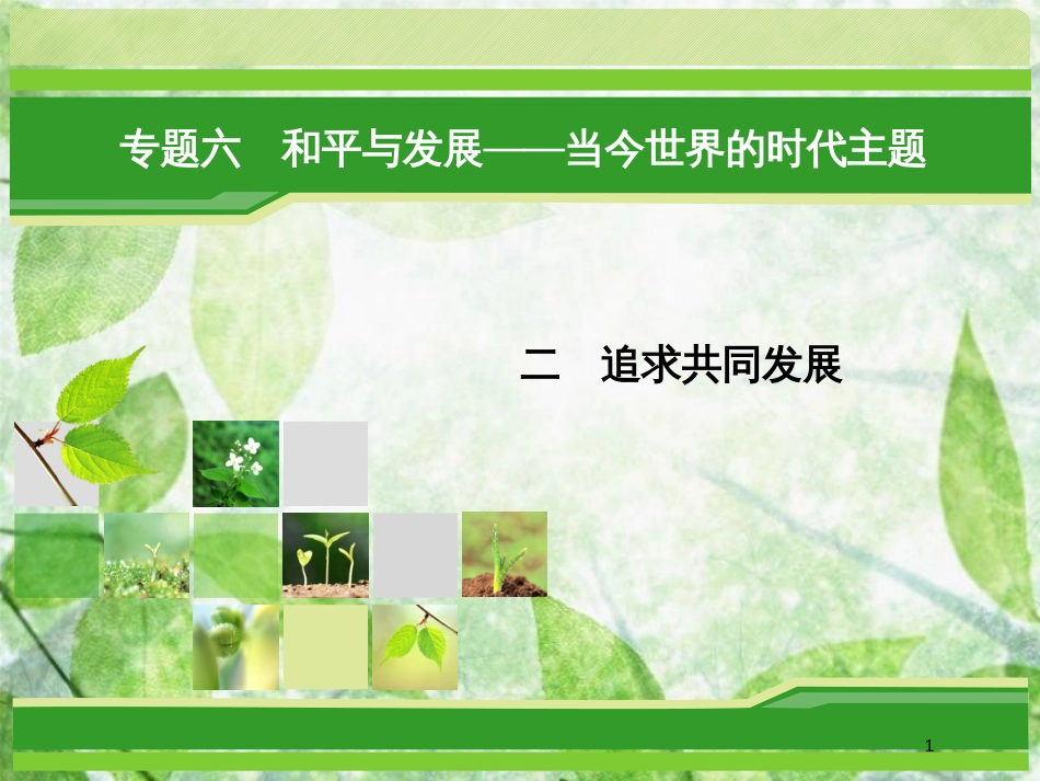 高中历史 专题6 和平与发展——当今世界的时代主题 专题6.2 追求共同发展优质课件 人民版选修3_第1页
