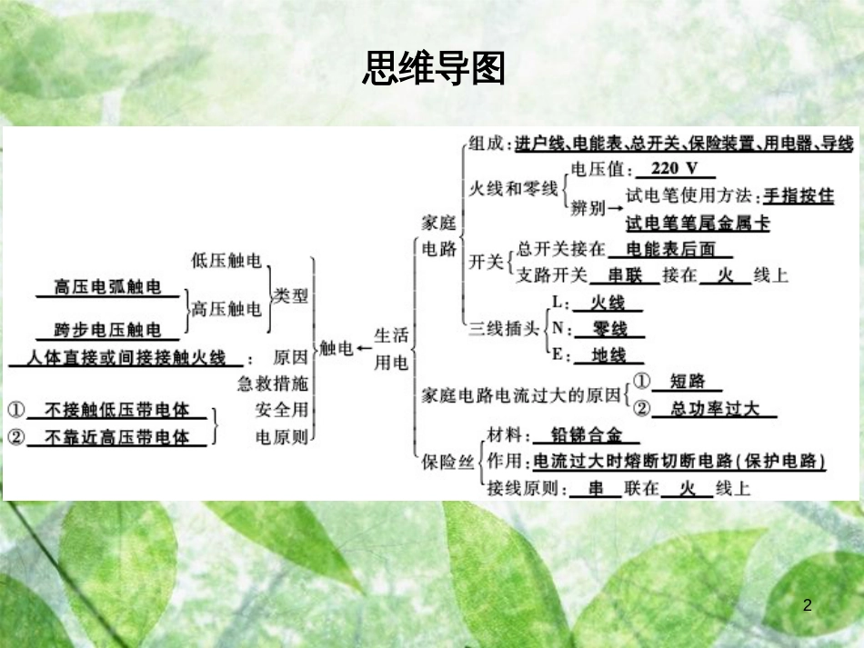 九年级物理全册 第十九章 生活用电复习习题优质课件 （新版）新人教版_第2页